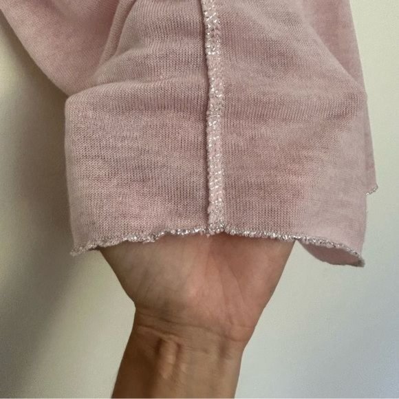SCANDAL ITALY Semi Sheer Oversized Metallic Trim Knit Top Soft Pink Size S NWT - Picture 7 of 12